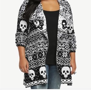Torrid Skull & Snowflake Open Front Cardigan 4x